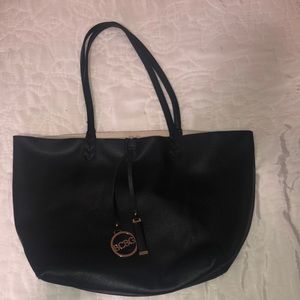 BCBG black leather tote bag